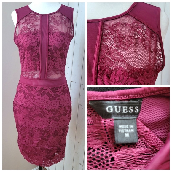 GUESS | SEXY BODYCON DRESS lace medium - Picture 1 of 12